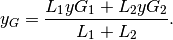 y_G=\frac{L_1y{G_1}+L_2y{G_2}}{L_1+L_2}.